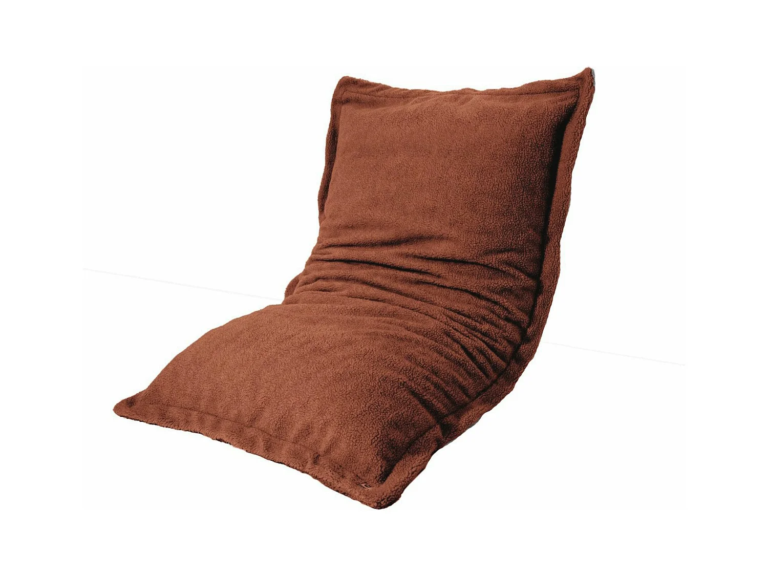 Pouf Intérieur XL - Housse Sherpa (Effet Mouton) Garnissage en flocon de mousse 150x100cm - Terracotta