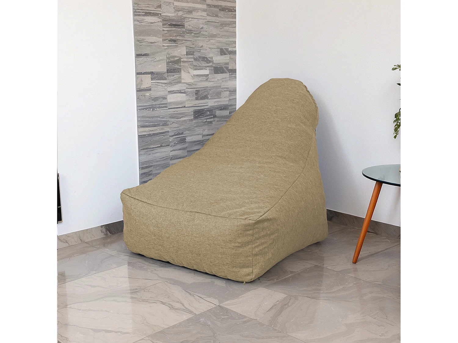 Pouf fauteuil XXL d'intérieur en tissu effet lin - 120x70x90 cm - Beige