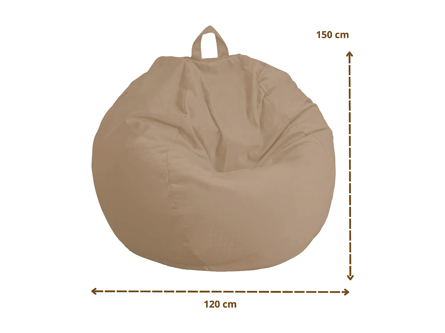 Pouf poire Géant XXL d'intérieur en tissu velours - 120x150 cm - Beige