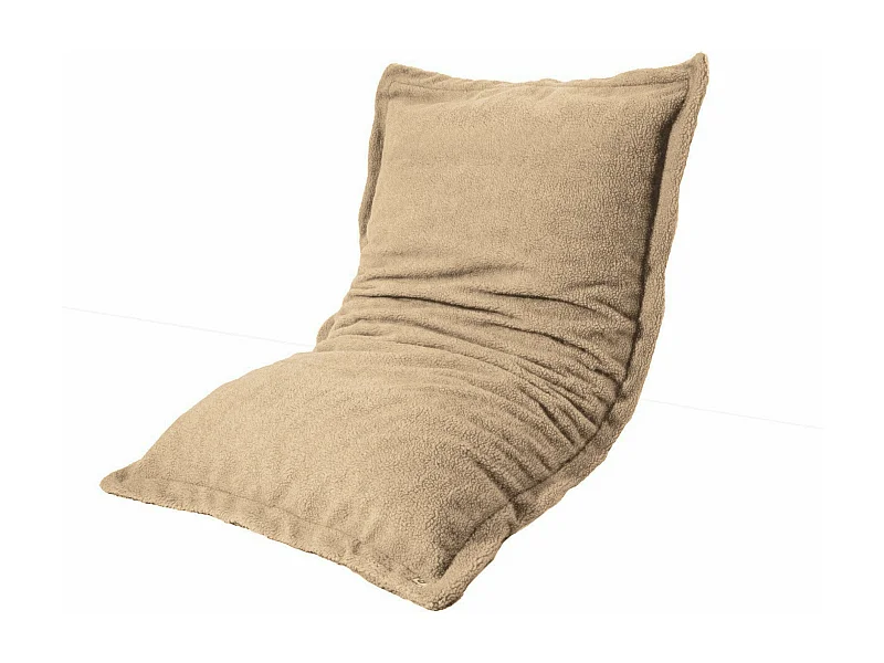 Pouf Intérieur XL - Housse Sherpa (Effet Mouton) Garnissage en flocon de mousse 150x100cm - Beige