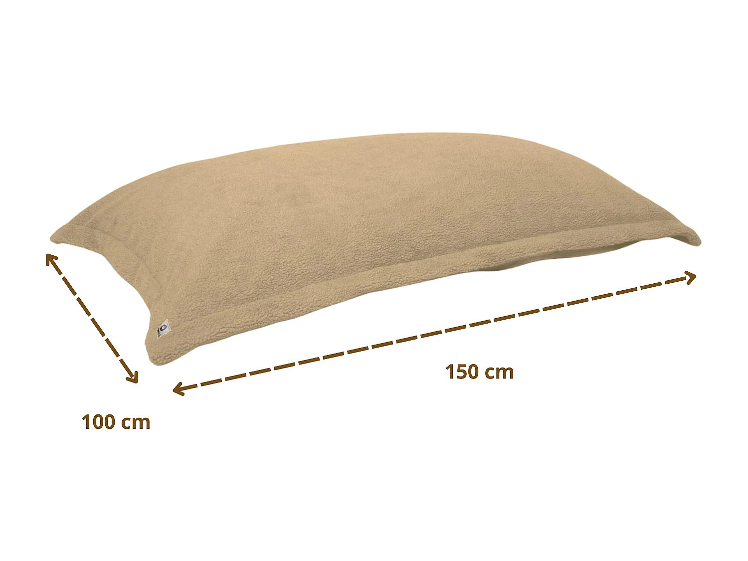 Pouf Intérieur XL - Housse Sherpa (Effet Mouton) Garnissage en flocon de mousse 150x100cm - Beige
