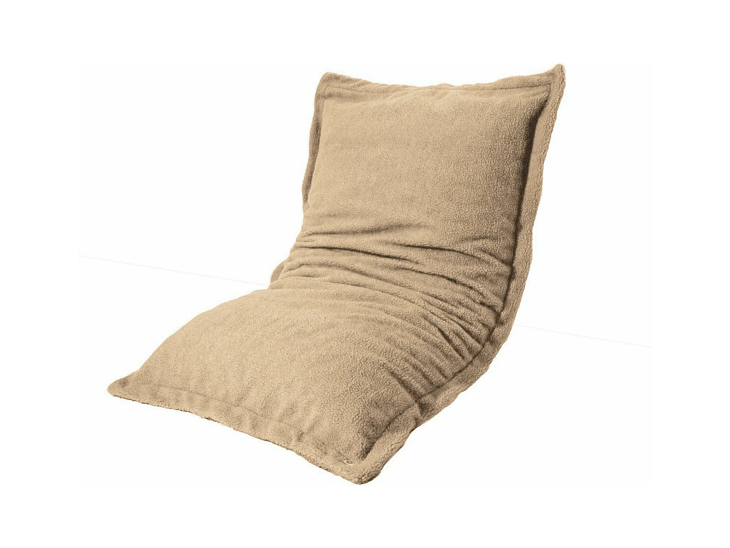 Pouf Intérieur XL - Housse Sherpa (Effet Mouton) Garnissage en flocon de mousse 150x100cm - Beige
