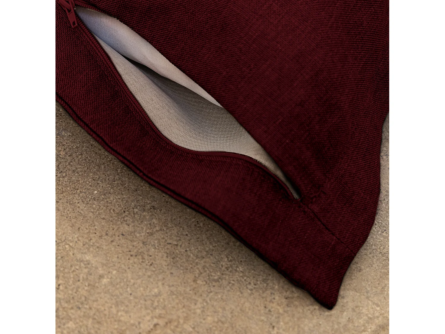 Pouf intérieur XL Housse effet lin prune 150x100cm