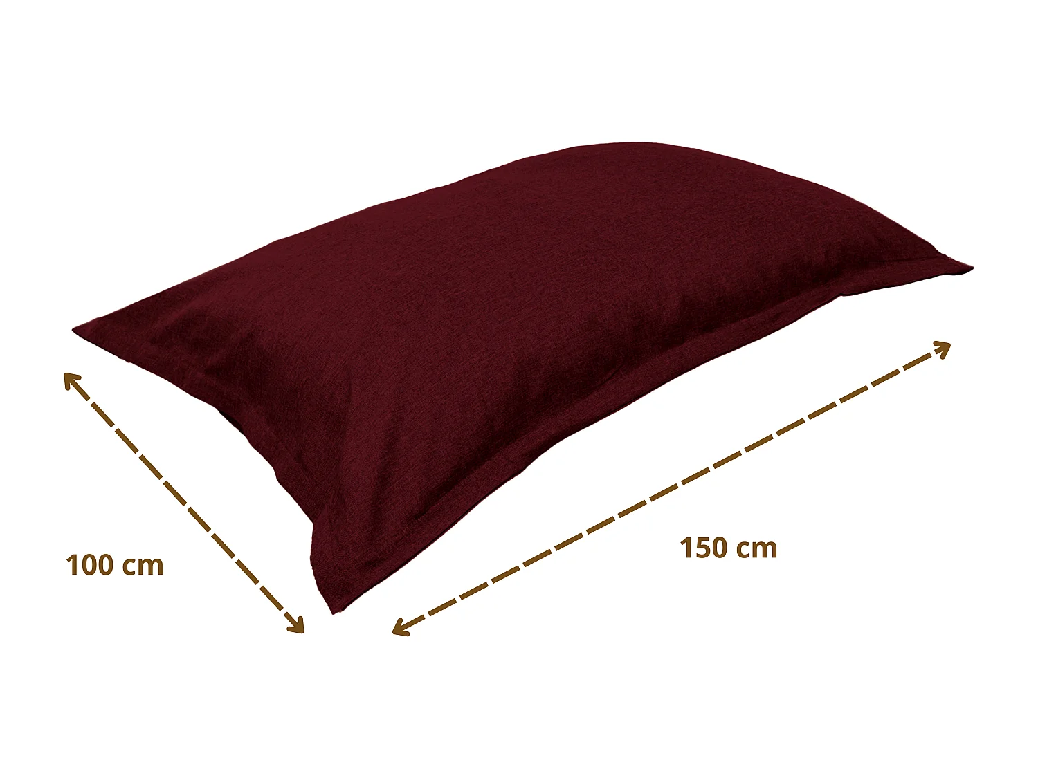 Pouf intérieur XL Housse effet lin prune 150x100cm