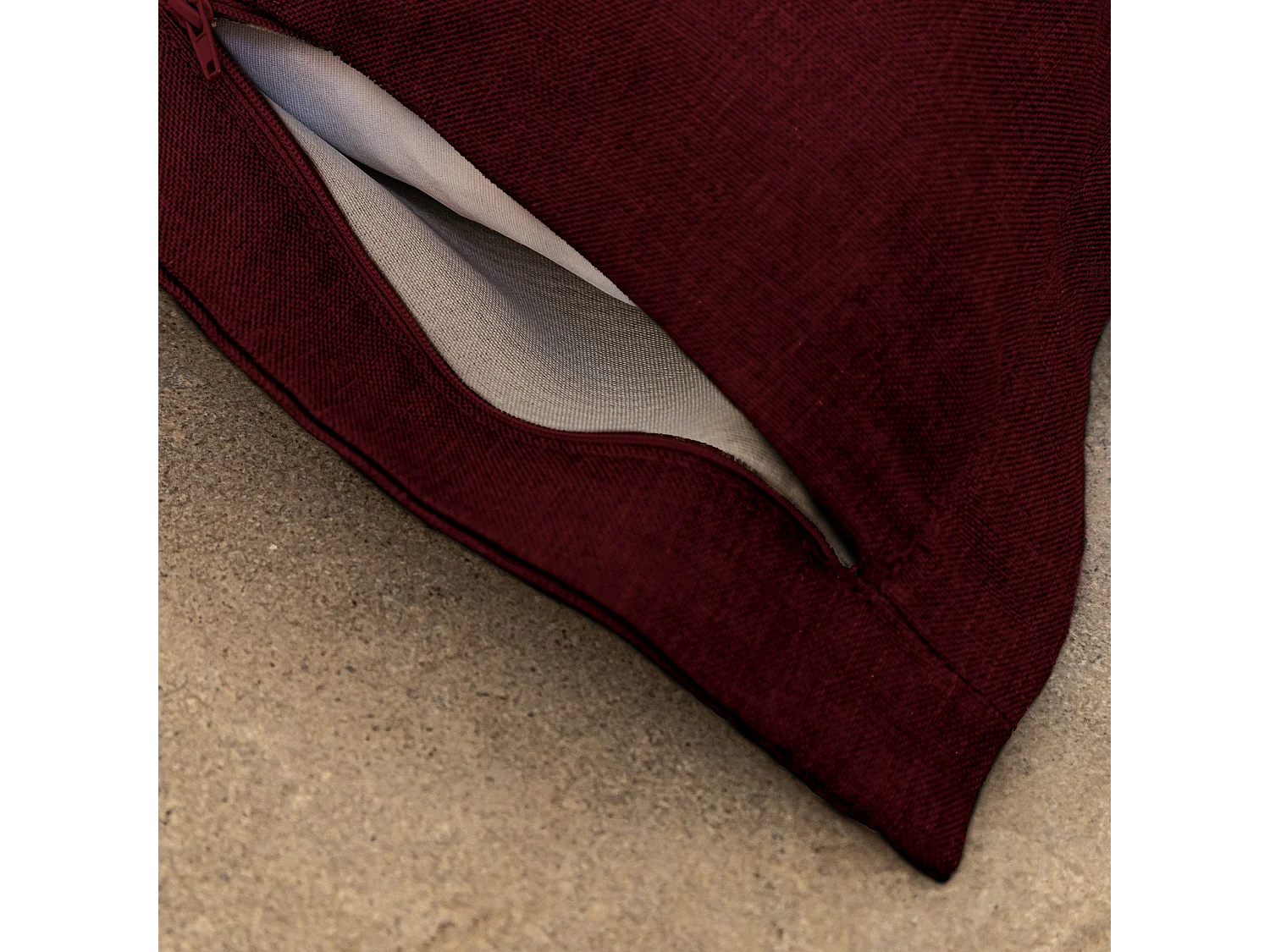 Pouf Intérieur XL - Housse effet Lin - 150x100cm - Prune