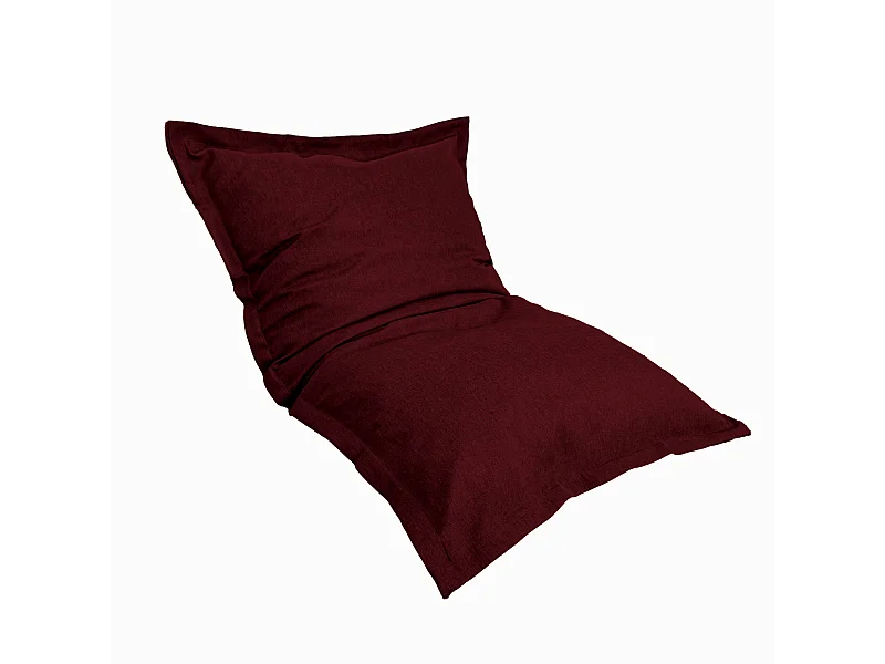 Pouf intérieur XL Housse effet lin prune 150x100cm