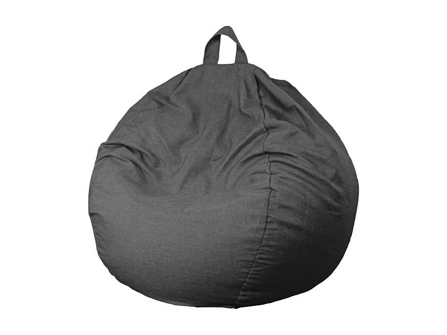 Pouf poire XL d'intérieur en tissu effet lin - 110x120 cm - Gris chiné