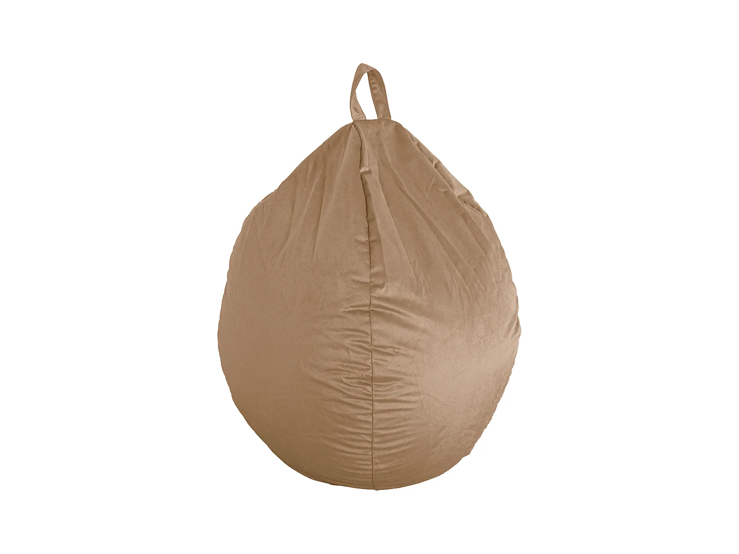 Pouf poire XL d'intérieur en tissu velours - 110x120 cm - Beige