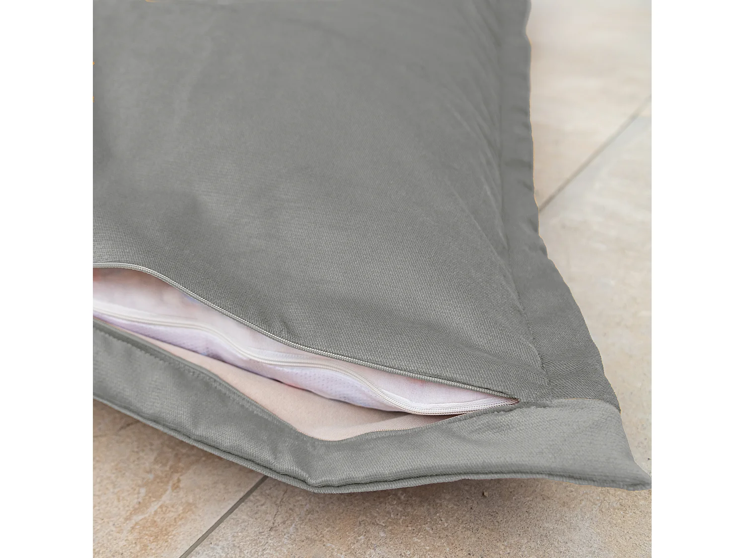 Pouf intérieur XL Housse en velours gris clair 150x100cm