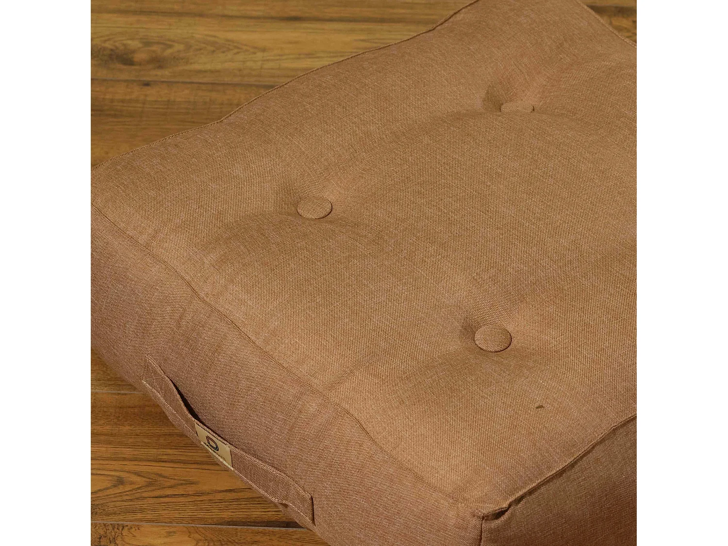 Lot de 2 coussins de sol effet lin 50 x 50 x 18 cm - marron clair