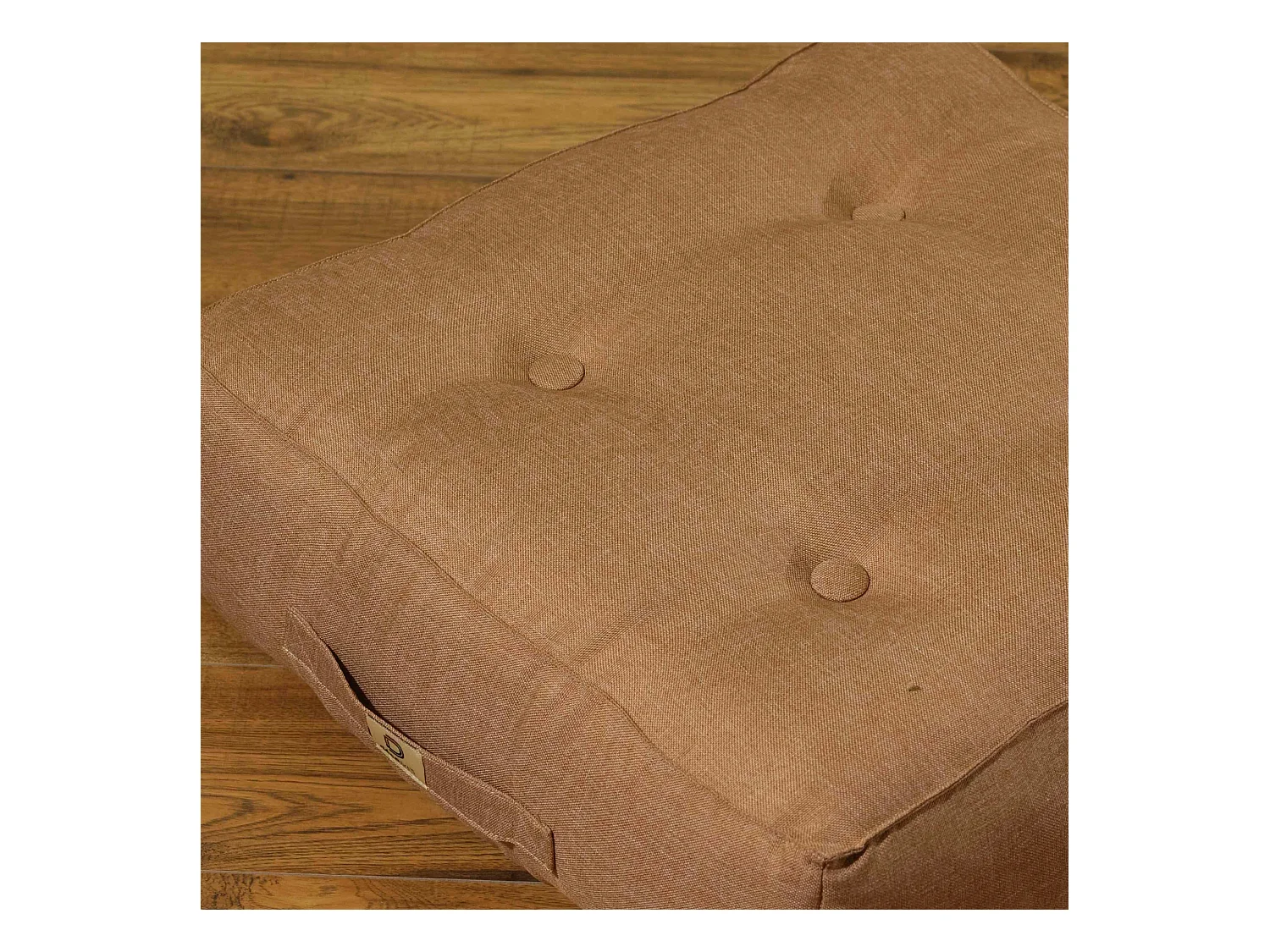 Lot de 2 coussins de sol effet lin 50 x 50 x 18 cm - marron clair