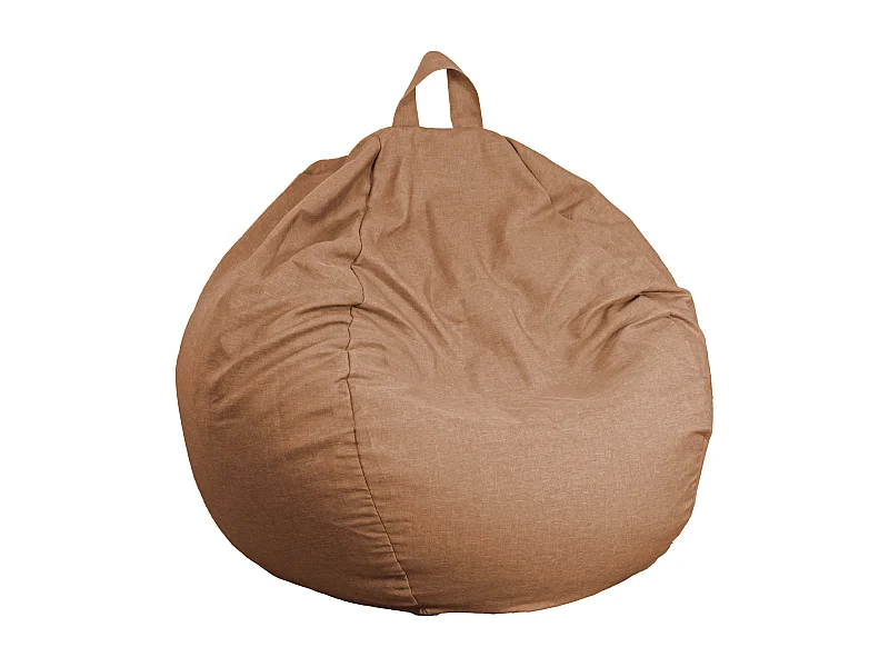 Pouf poire Géant XXL d'intérieur en tissu effet lin - 120x150 cm - Marron clair