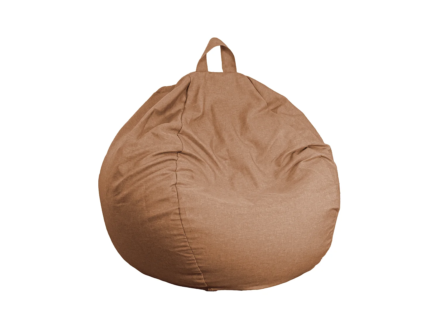 Pouf poire Géant XXL d'intérieur en tissu effet lin - 120x150 cm - Marron clair