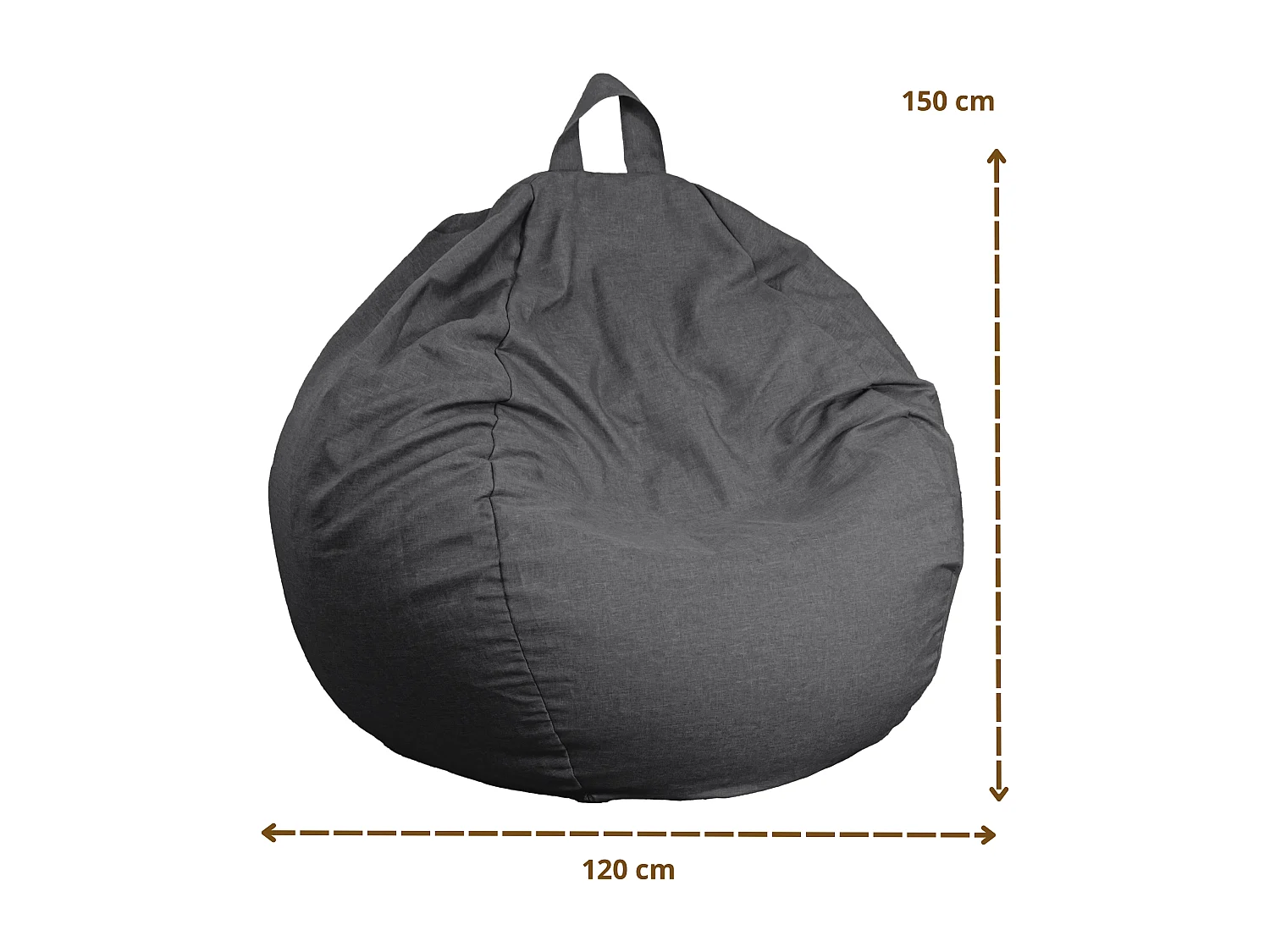 Pouf Poire Géant XXL  tissu effet lin - 120x150 cm - Gris