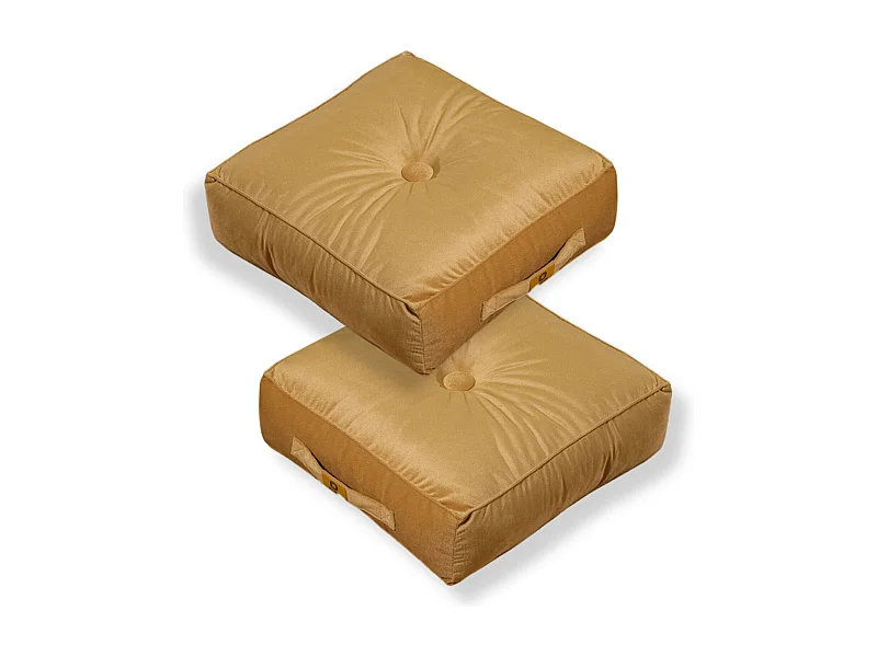 Lot de 2 coussins de sol en velours 40 x 40 x 14 cm lot de 2 - beige