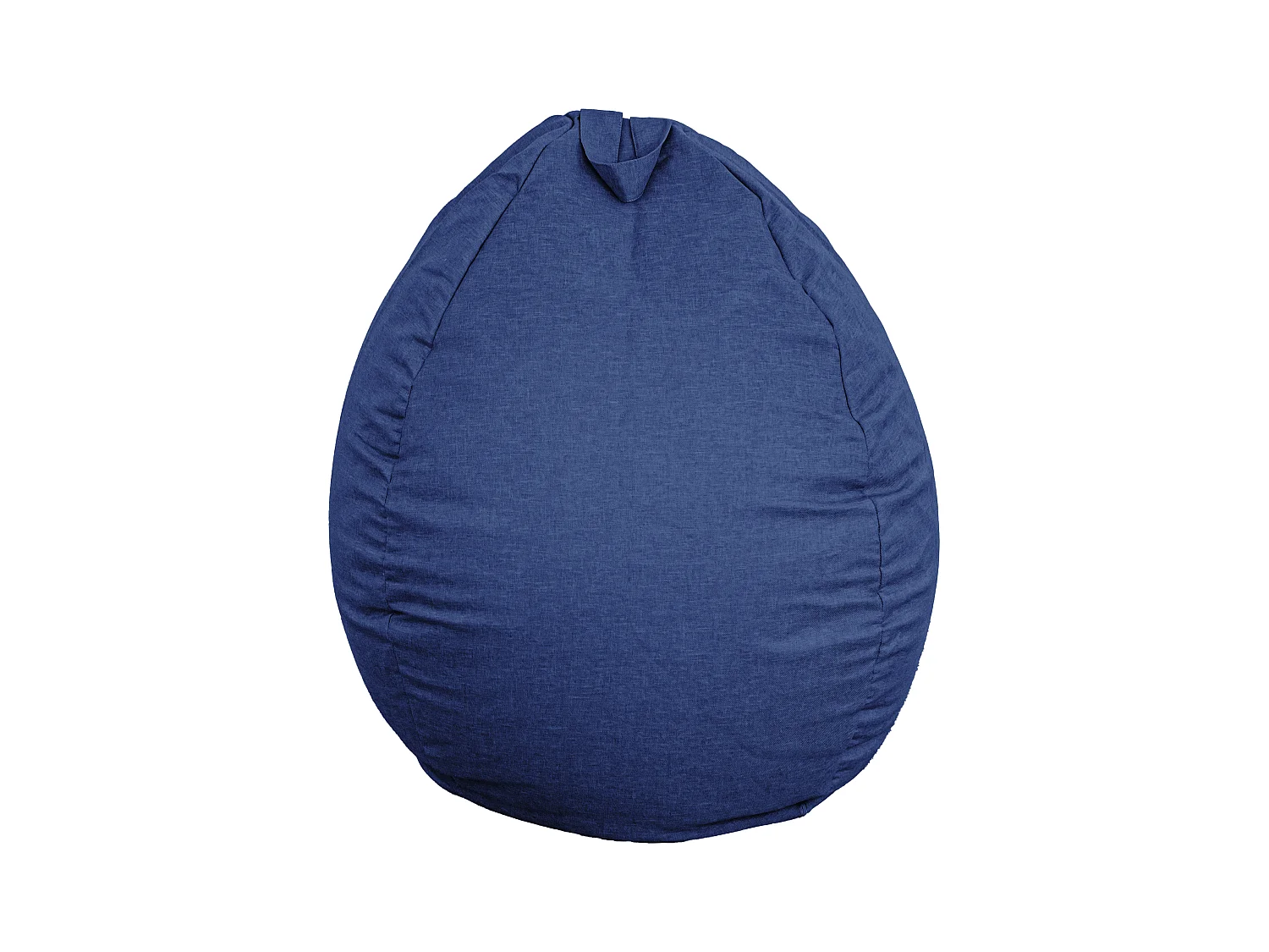 Pouf poire XL d'intérieur en tissu effet lin - 110x120 cm - Bleu indigo