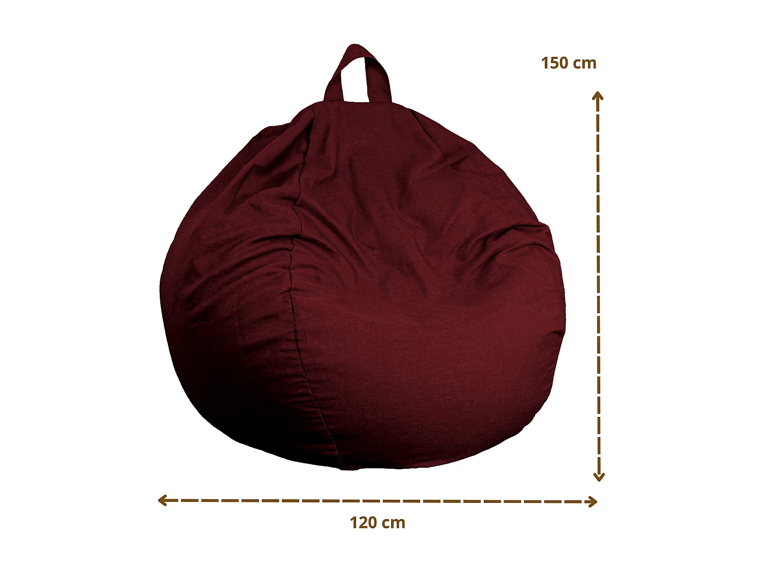 Pouf poire Géant XXL d'intérieur en tissu effet lin - 120x150 cm - Prune