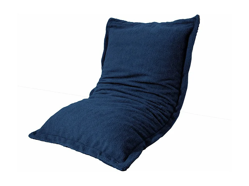 Pouf Intérieur XL - Housse Sherpa (Effet Mouton) Garnissage en flocon de mousse 150x100cm - Bleu pétrole