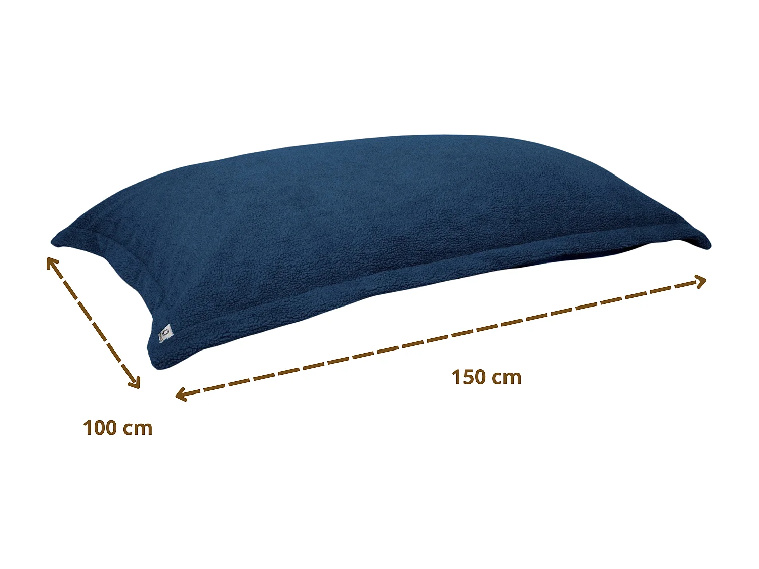 Pouf Intérieur XL - Housse Sherpa (Effet Mouton) Garnissage en flocon de mousse 150x100cm - Bleu pétrole