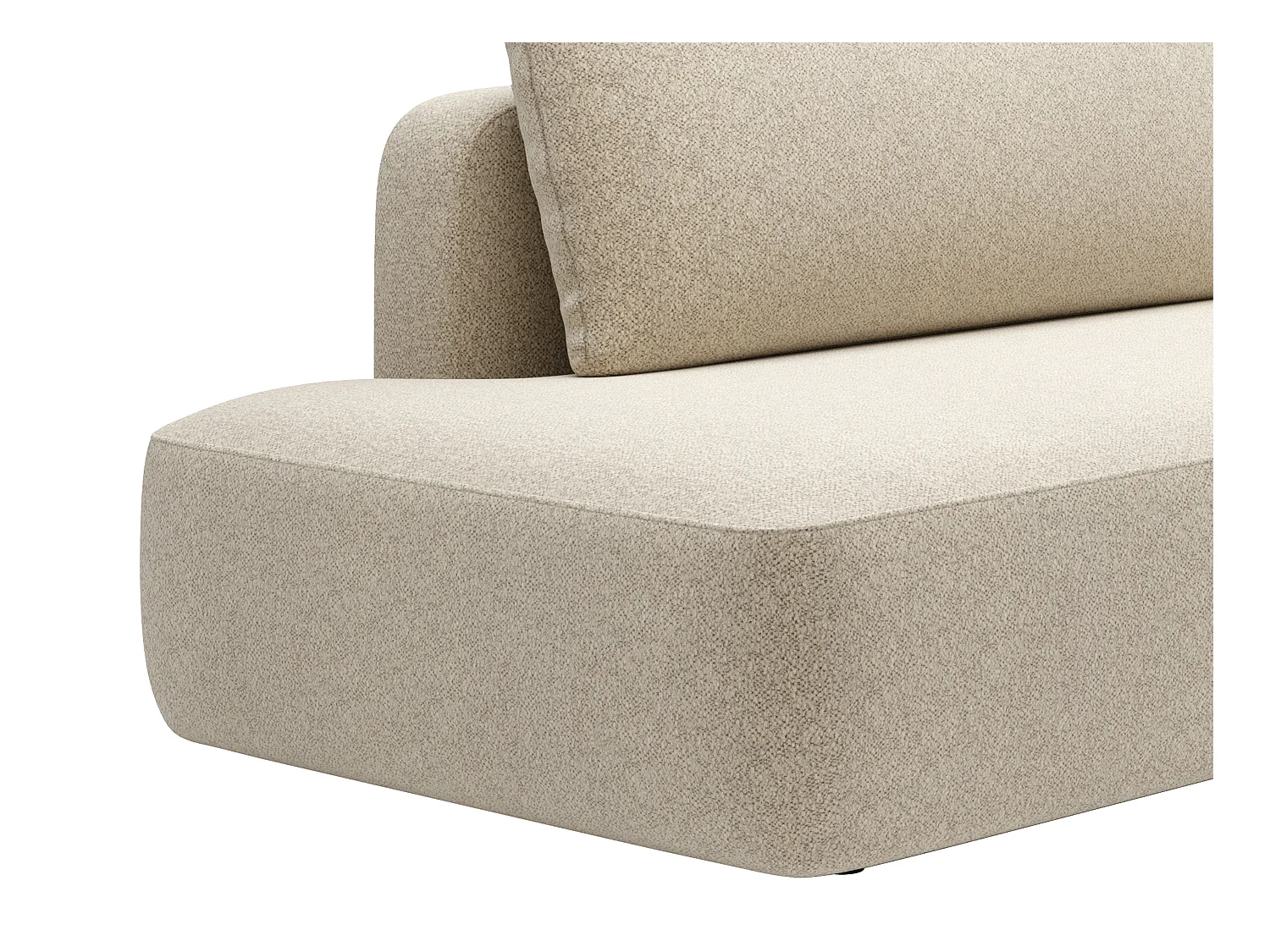 Slaapbank met open hoek rechts van beige stof met textuur DAVISO