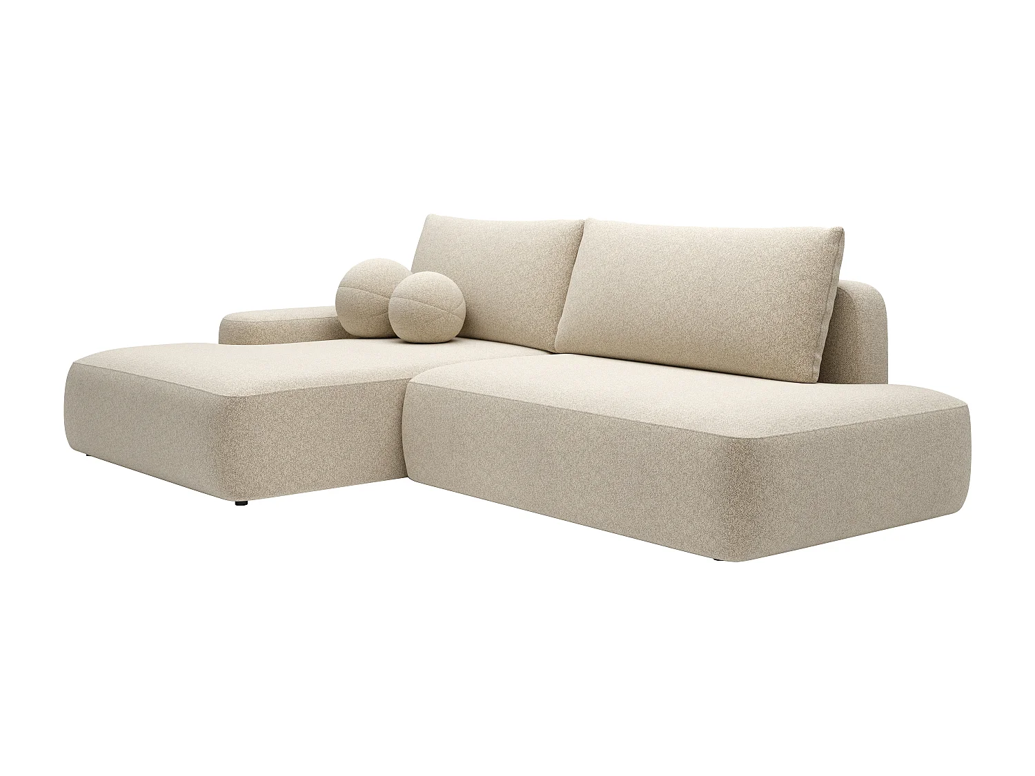 Ecksofa mit Schlaffunktion - Ecke links - einseitige Armlehne - Strukturstoff - Beige - DAVISO