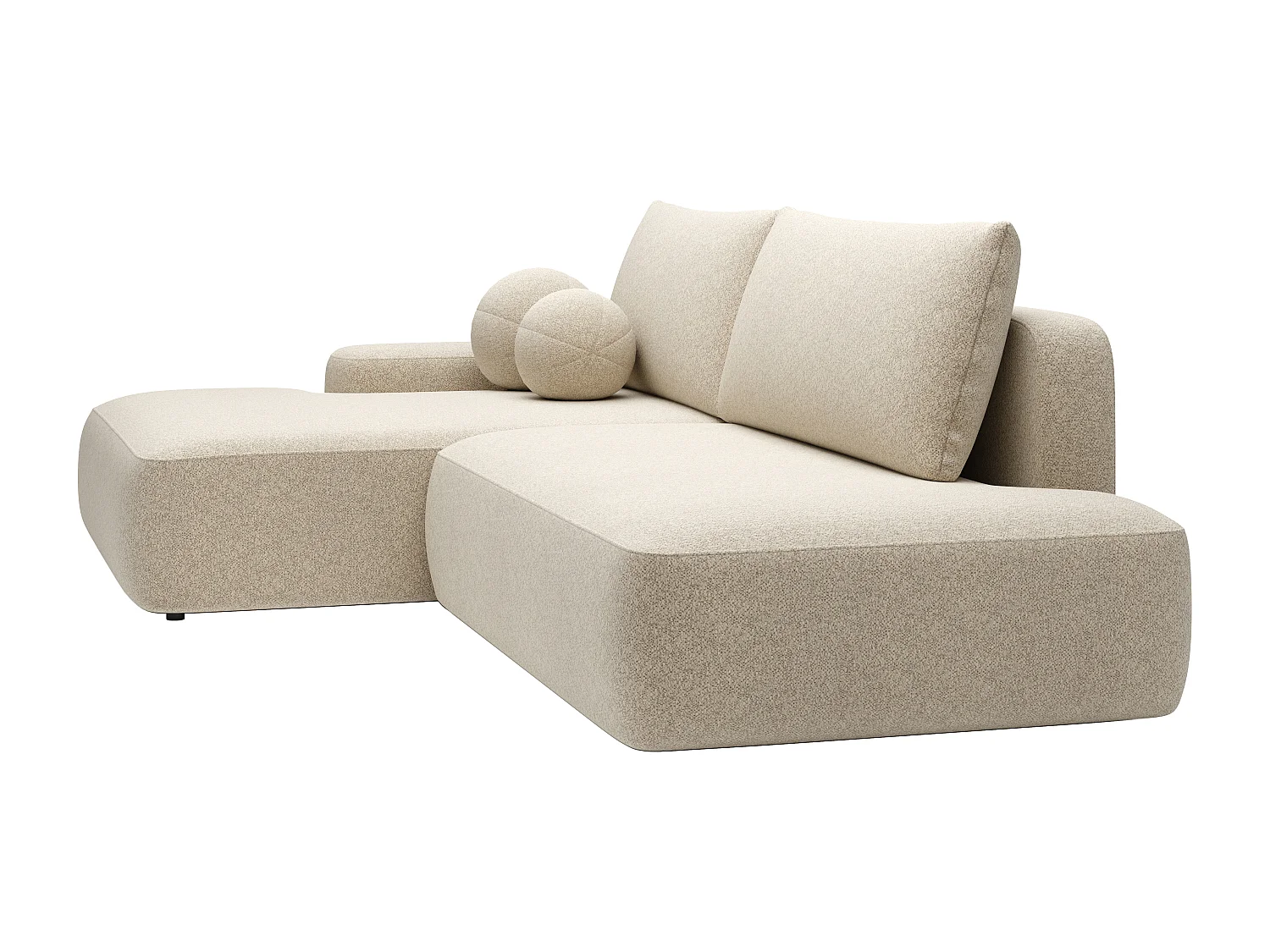 Ecksofa mit Schlaffunktion - Ecke links - einseitige Armlehne - Strukturstoff - Beige - DAVISO