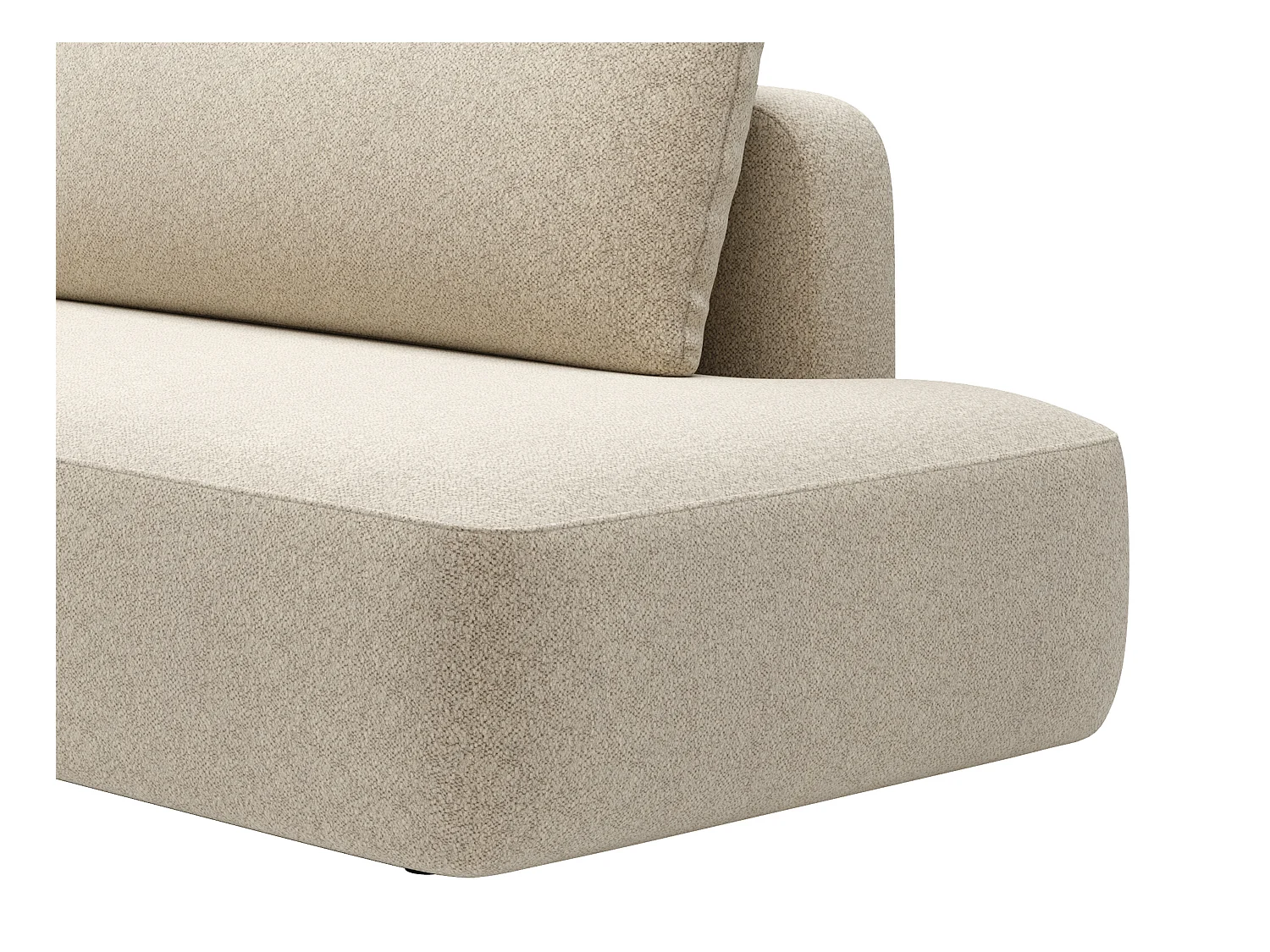 Slaapbank met open hoek links van beige stof met textuur DAVISO