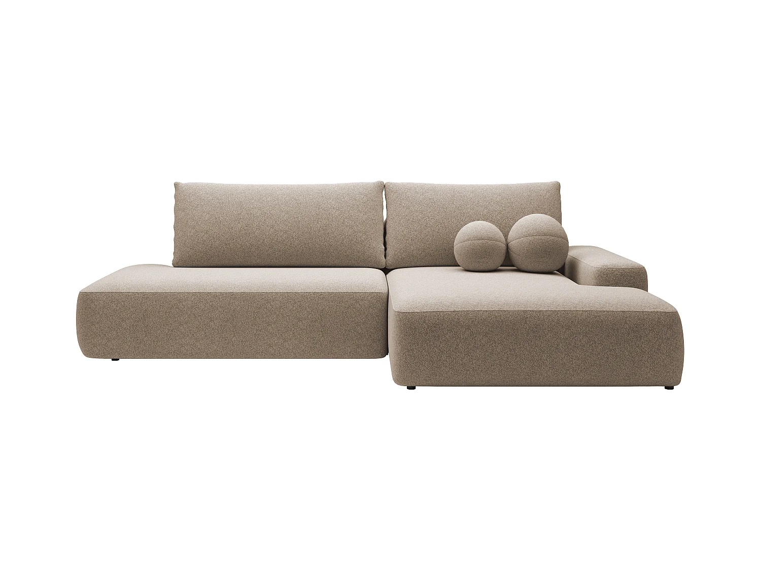 Sofá rinconera derecha abierto de tela texturizada color topo DAVISO