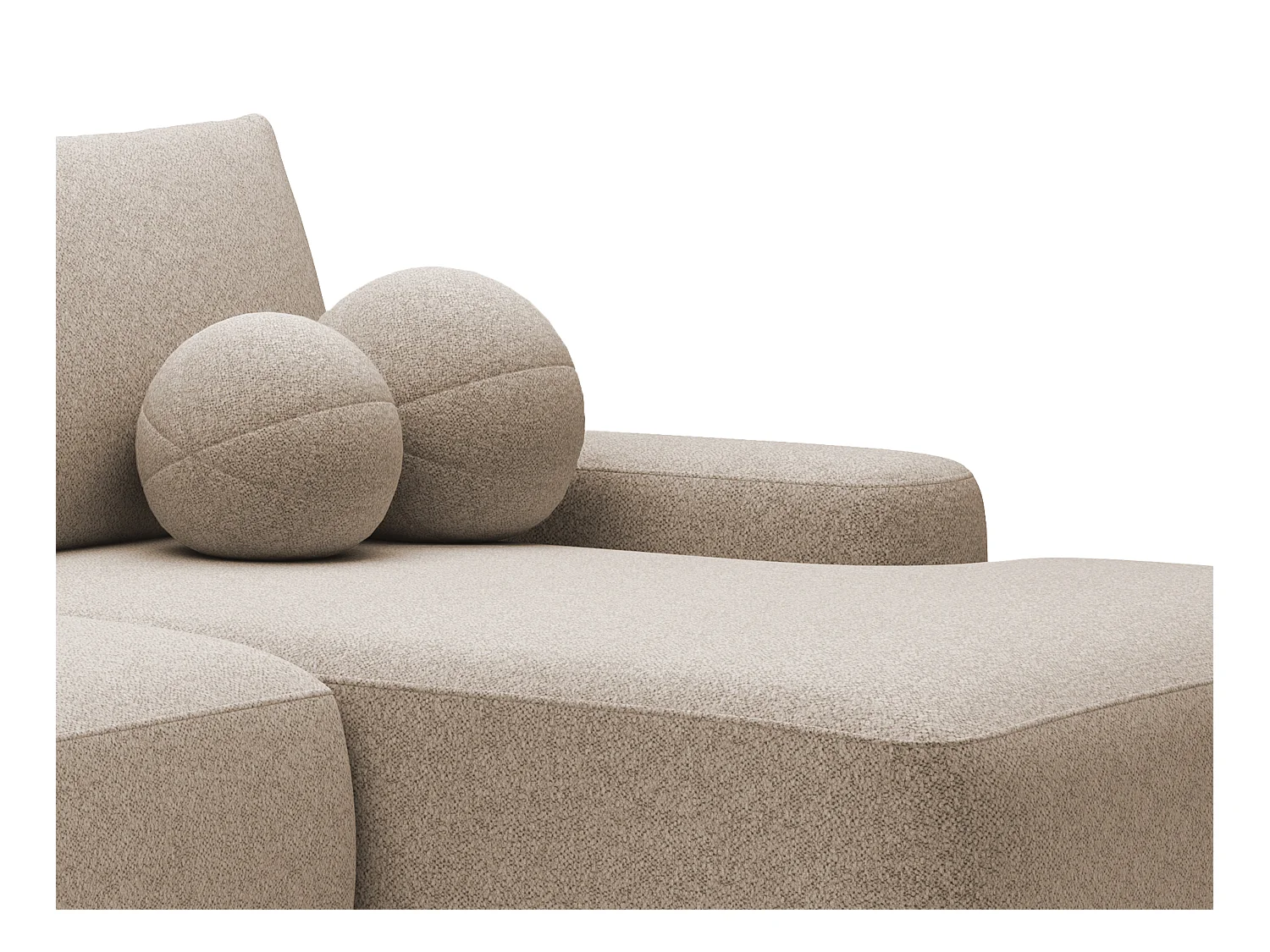 Sofá rinconera derecha abierto de tela texturizada color topo DAVISO