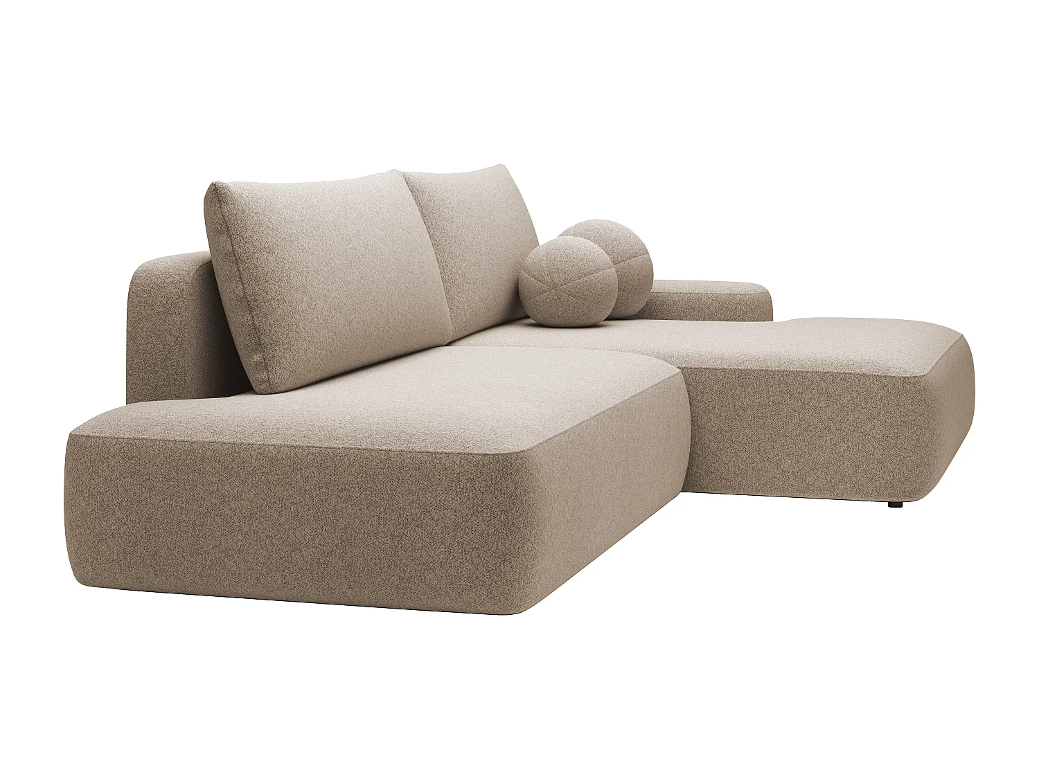 Canapé d'angle droit ouvert convertible en tissu chiné taupe DAVISO