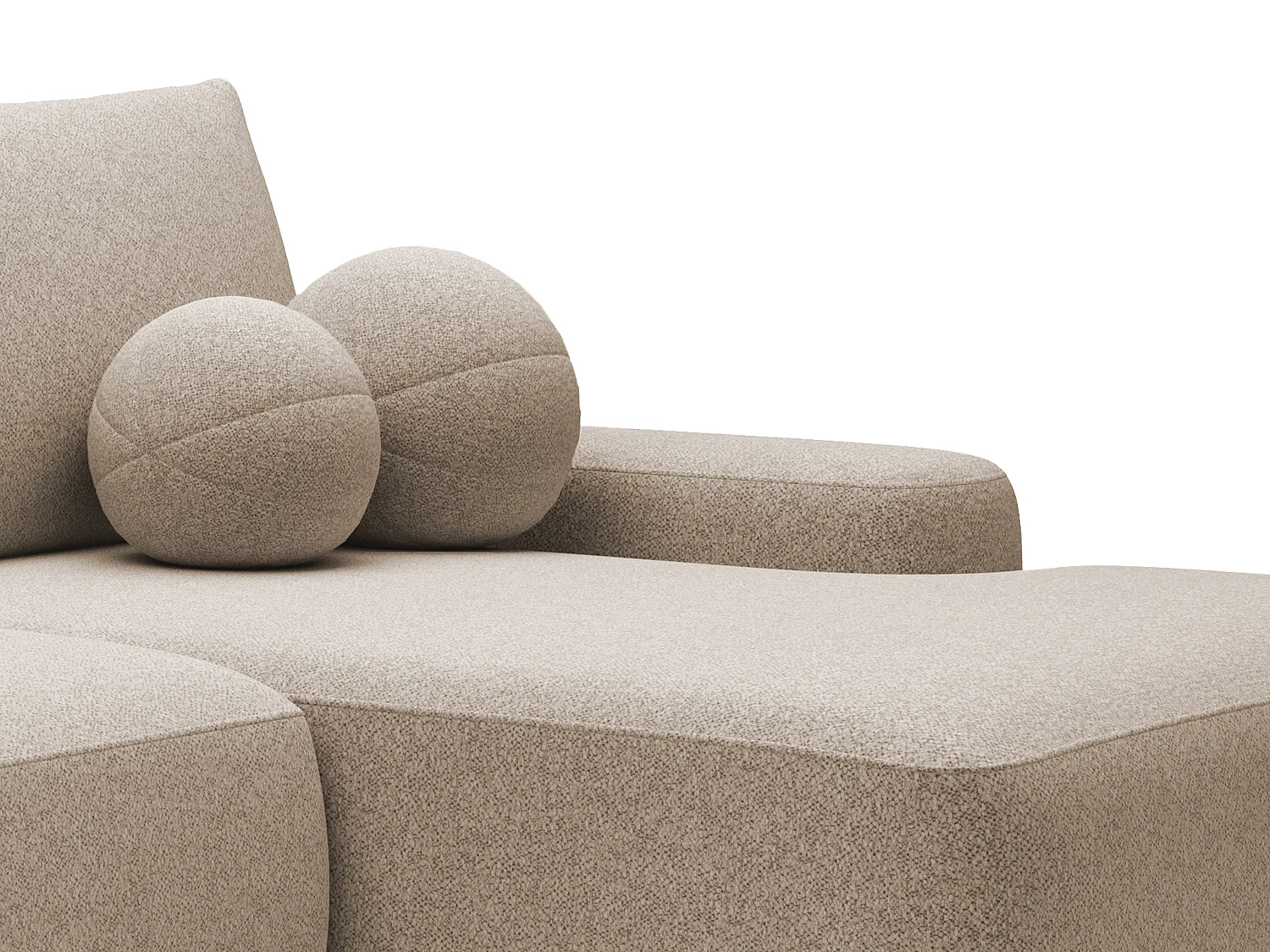 Canapé d'angle droit ouvert convertible en tissu chiné taupe DAVISO