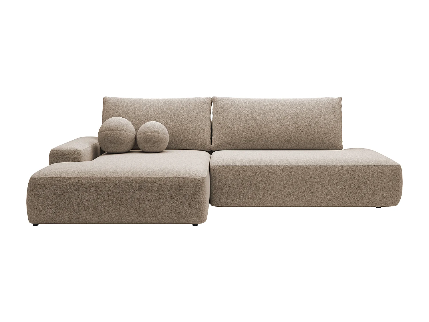 Ecksofa mit Schlaffunktion - Ecke links - einseitige Armlehne - Strukturstoff - Taupe - DAVISO