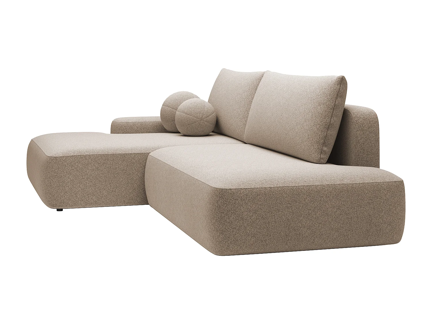 Ecksofa mit Schlaffunktion - Ecke links - einseitige Armlehne - Strukturstoff - Taupe - DAVISO