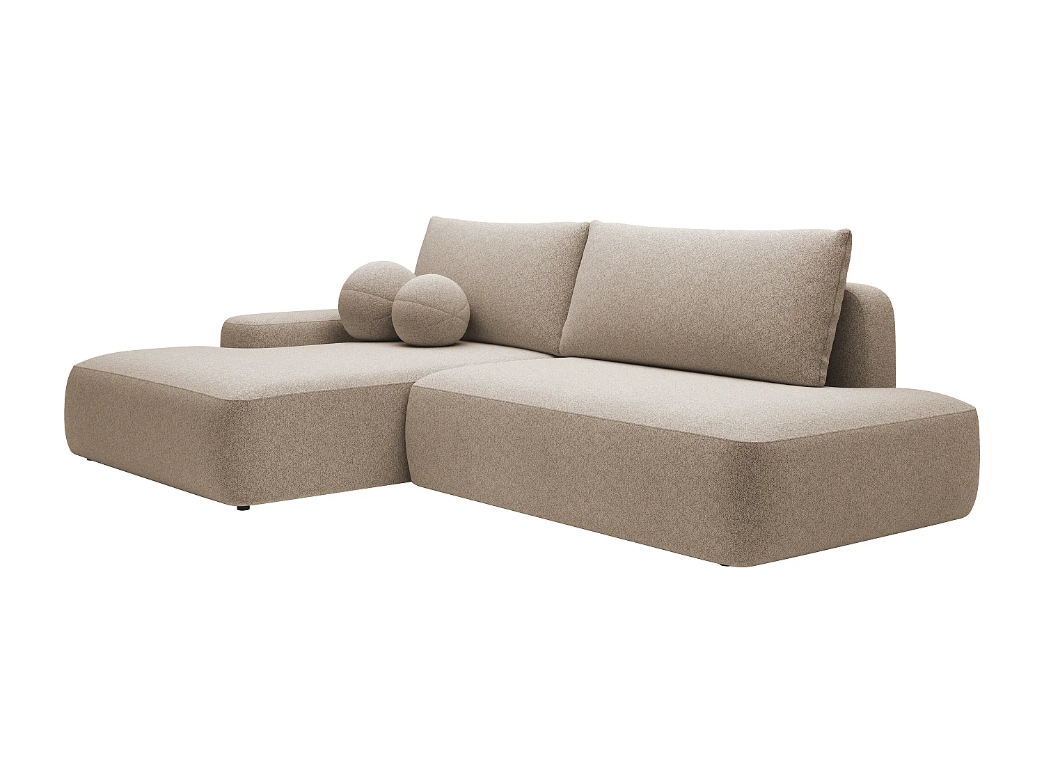 Ecksofa mit Schlaffunktion - Ecke links - einseitige Armlehne - Strukturstoff - Taupe - DAVISO