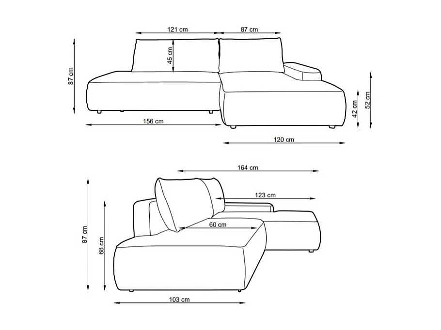 Ecksofa mit Schlaffunktion - Ecke links - einseitige Armlehne - Strukturstoff - Taupe - DAVISO