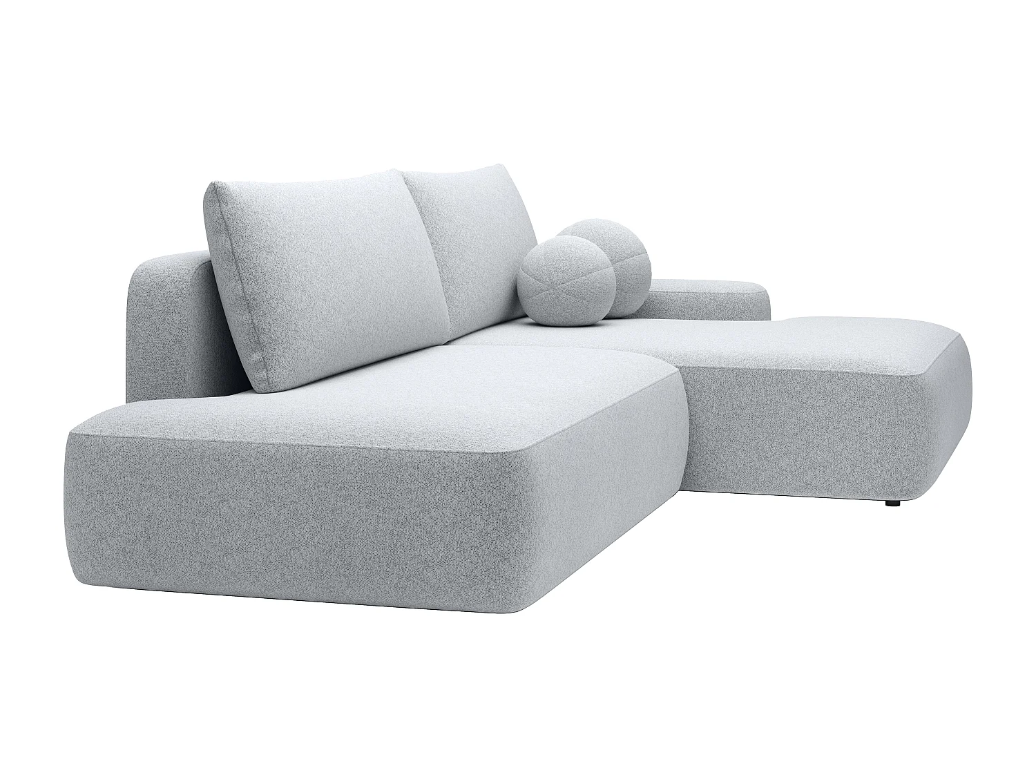 Canapé d'angle droit ouvert convertible en tissu texturé gris clair DAVISO