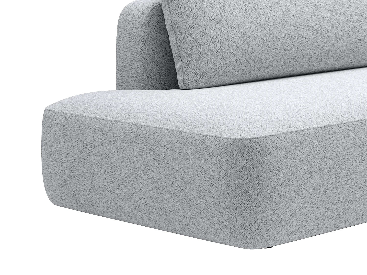 Canapé d'angle droit ouvert convertible en tissu texturé gris clair DAVISO