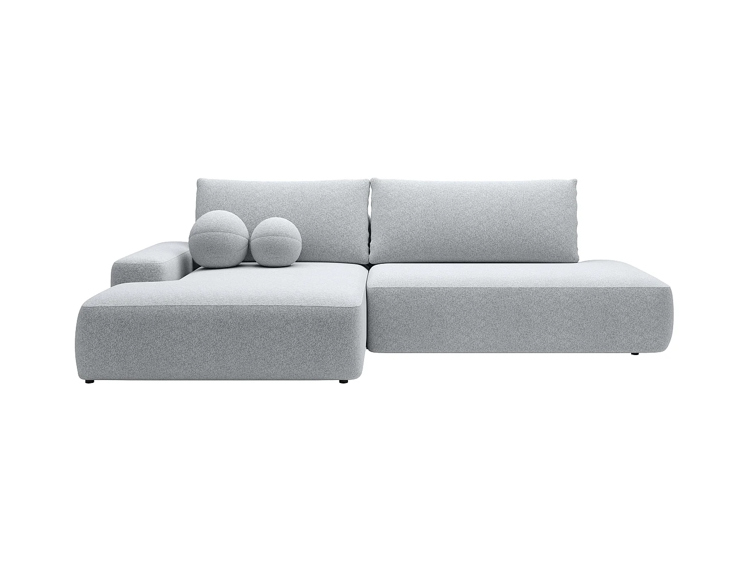 Ecksofa mit Schlaffunktion - Ecke links - einseitige Armlehne - Strukturstoff - Hellgrau - DAVISO