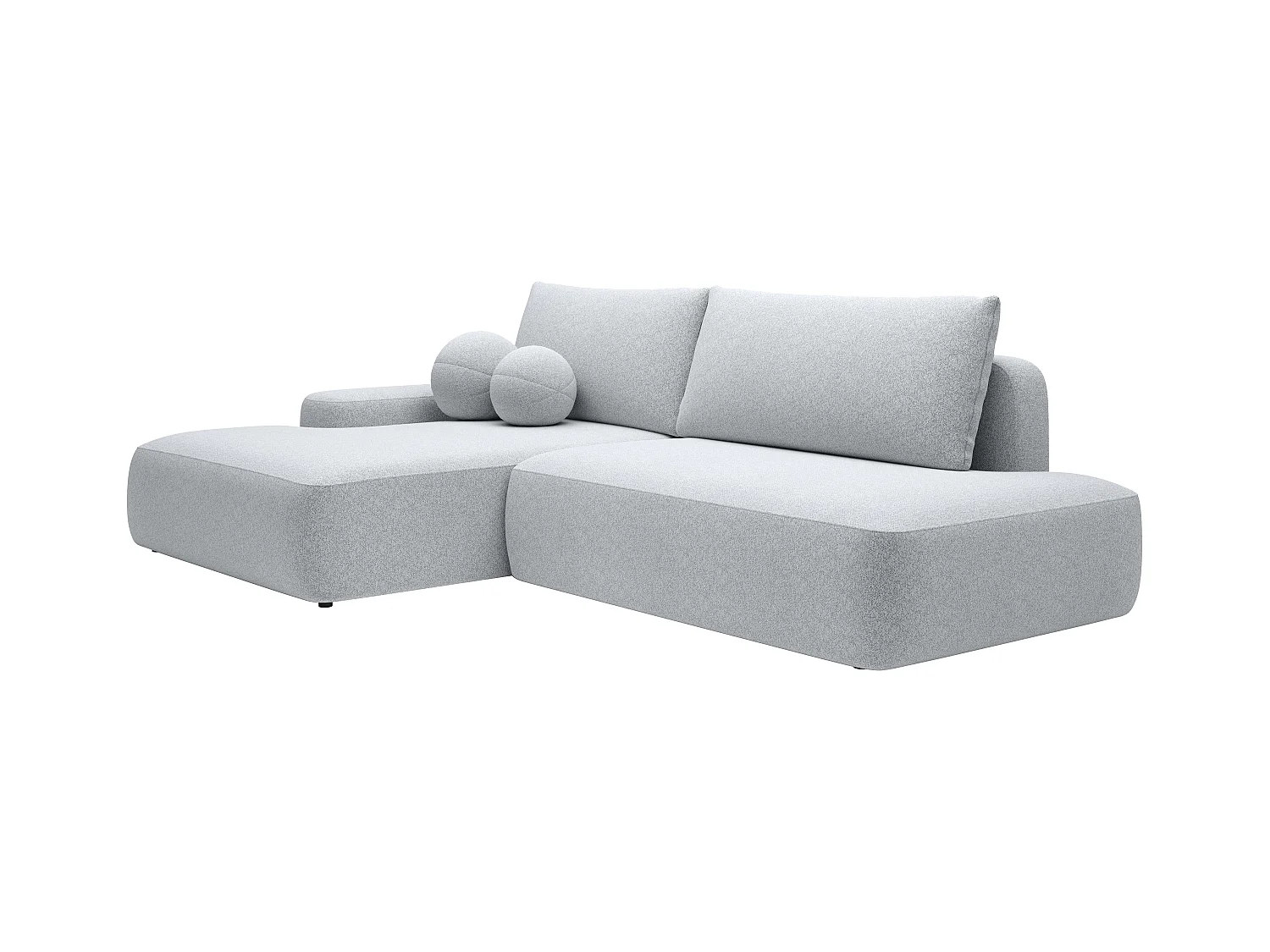 Ecksofa mit Schlaffunktion - Ecke links - einseitige Armlehne - Strukturstoff - Hellgrau - DAVISO