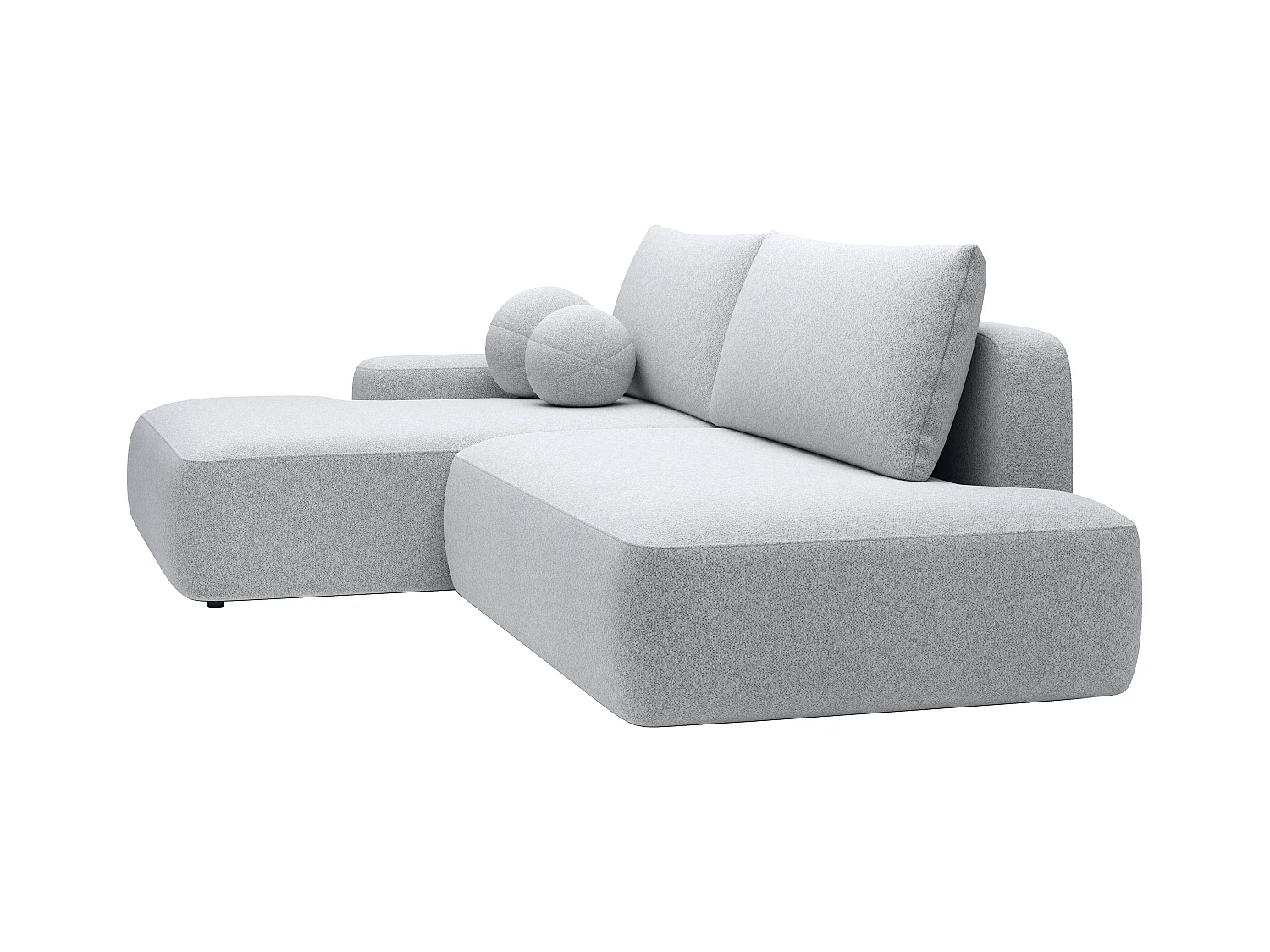 Ecksofa mit Schlaffunktion - Ecke links - einseitige Armlehne - Strukturstoff - Hellgrau - DAVISO