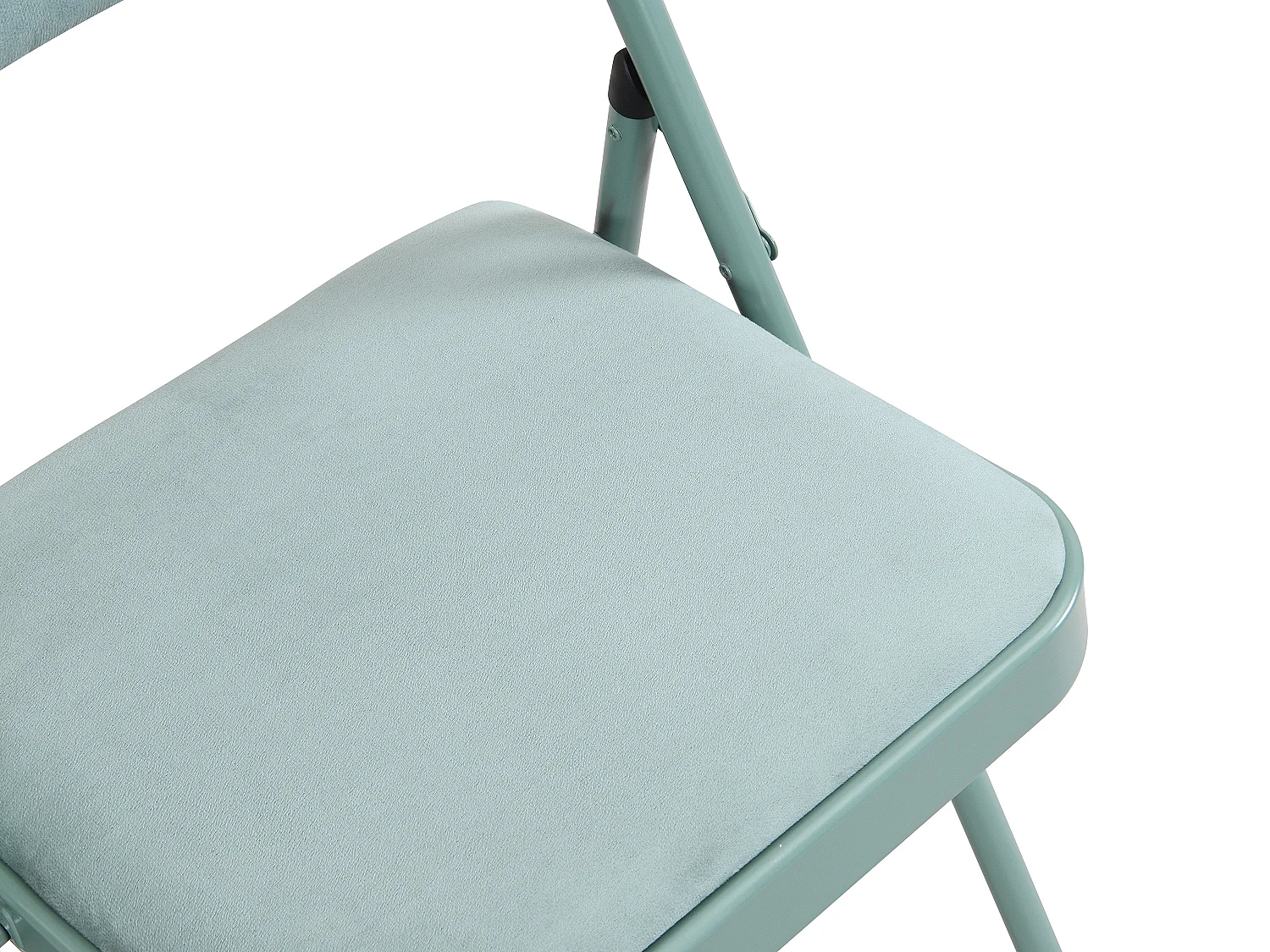 Lot de 6 chaises pliantes en velours et métal - Vert amande - ORTENSIA