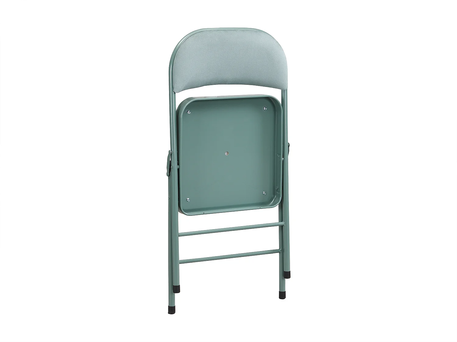 Lot de 6 chaises pliantes en velours et métal - Vert amande - ORTENSIA