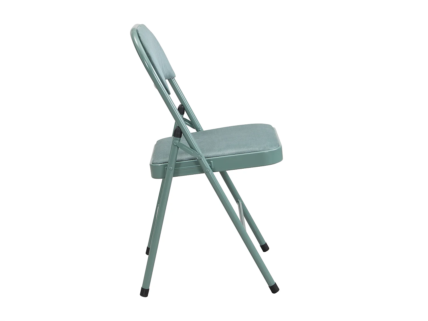 Lot de 6 chaises pliantes en velours et métal - Vert amande - ORTENSIA