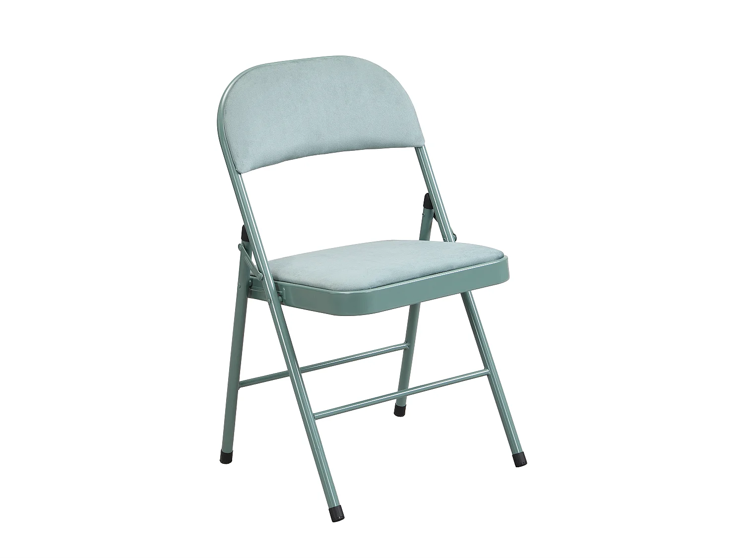Lot de 6 chaises pliantes en velours et métal - Vert amande - ORTENSIA
