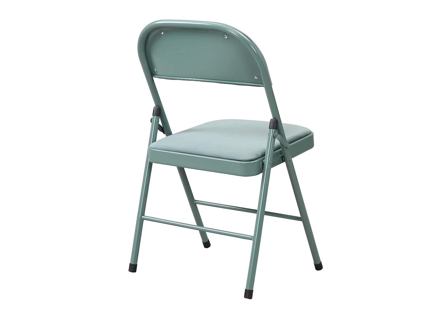 Lot de 6 chaises pliantes en velours et métal - Vert amande - ORTENSIA