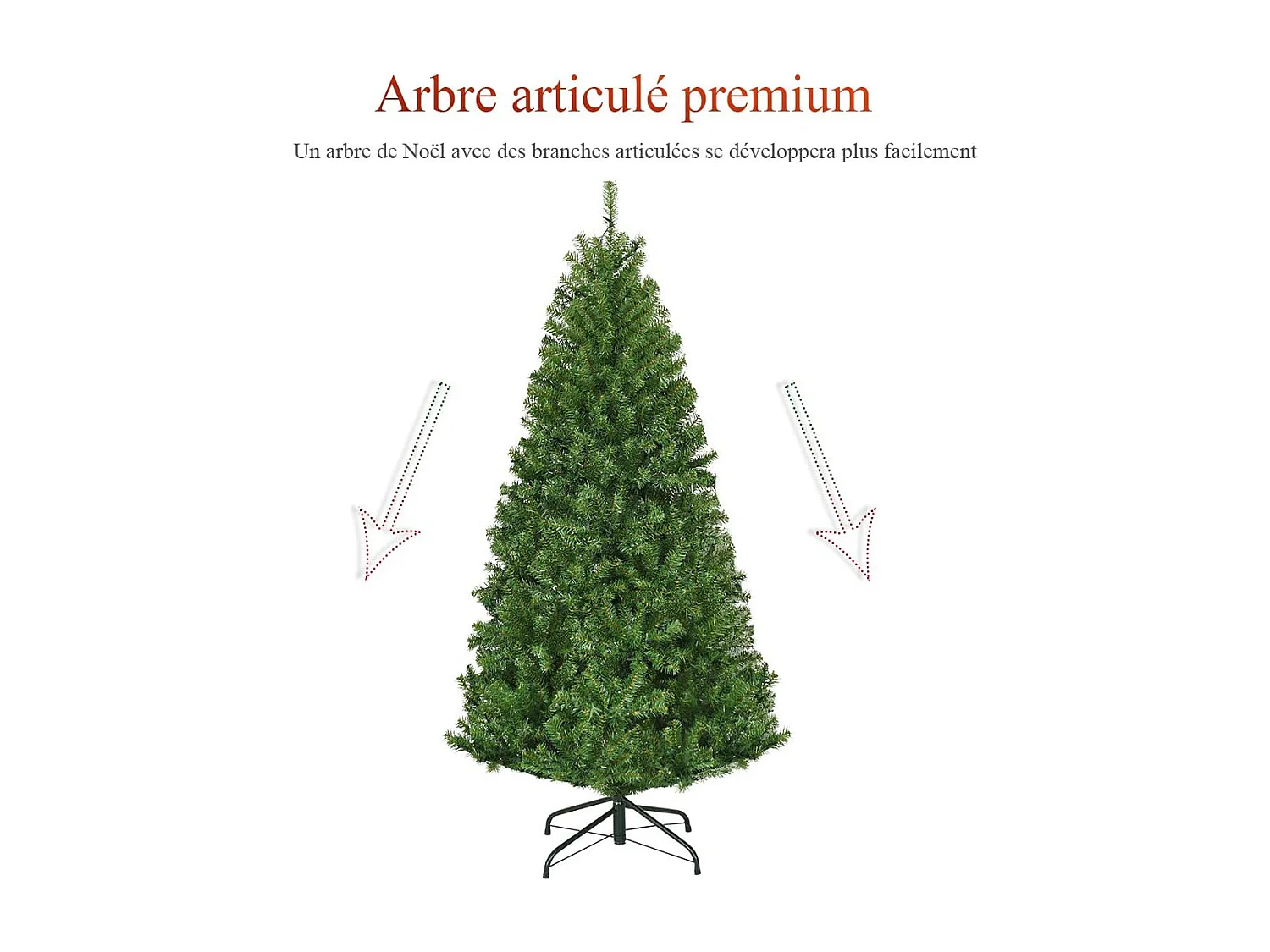Sapin de Noël, Arbre de Noël Artificiel avec Lumières LED Multicolore à 11 Modes et Pied en Métal, Décoration de Noël en Matériau PVC pour Maison, Magasin, 120-210 CM, Vert (180CM)