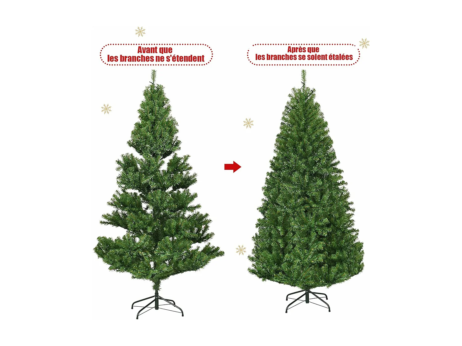 Sapin de Noël, Arbre de Noël Artificiel avec Lumières LED Multicolore à 11 Modes et Pied en Métal, Décoration de Noël en Matériau PVC pour Maison, Magasin, 120-210 CM, Vert (180CM)