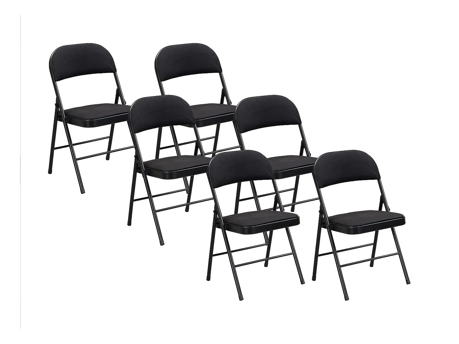 Juego de 6 sillas plegables de terciopelo y metal - Negro - ORTENSIA