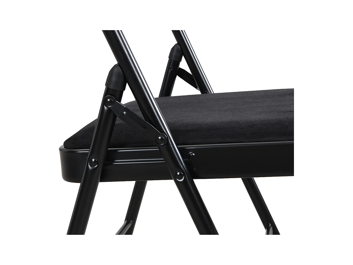 Juego de 6 sillas plegables de terciopelo y metal - Negro - ORTENSIA