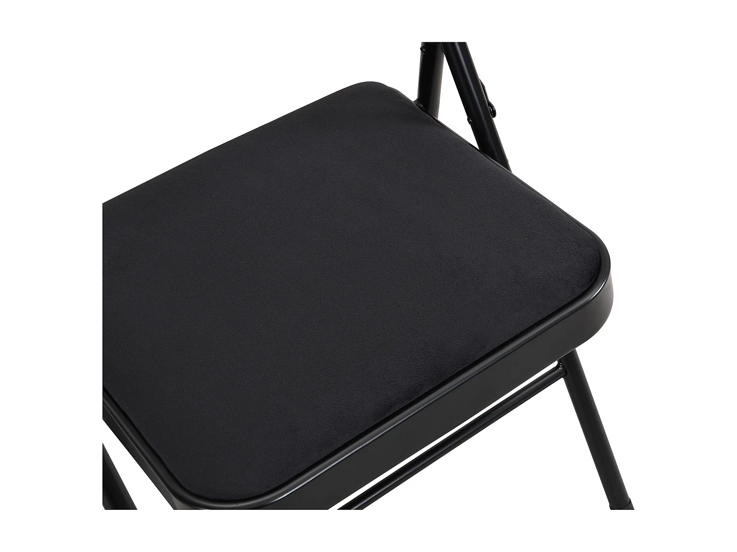 Lot de 6 chaises pliantes en velours et métal - Noir - ORTENSIA